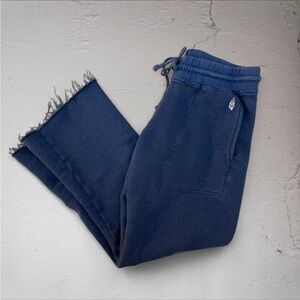 Free People Movement Navy Blue Frayed Hem Waffle knit Pants